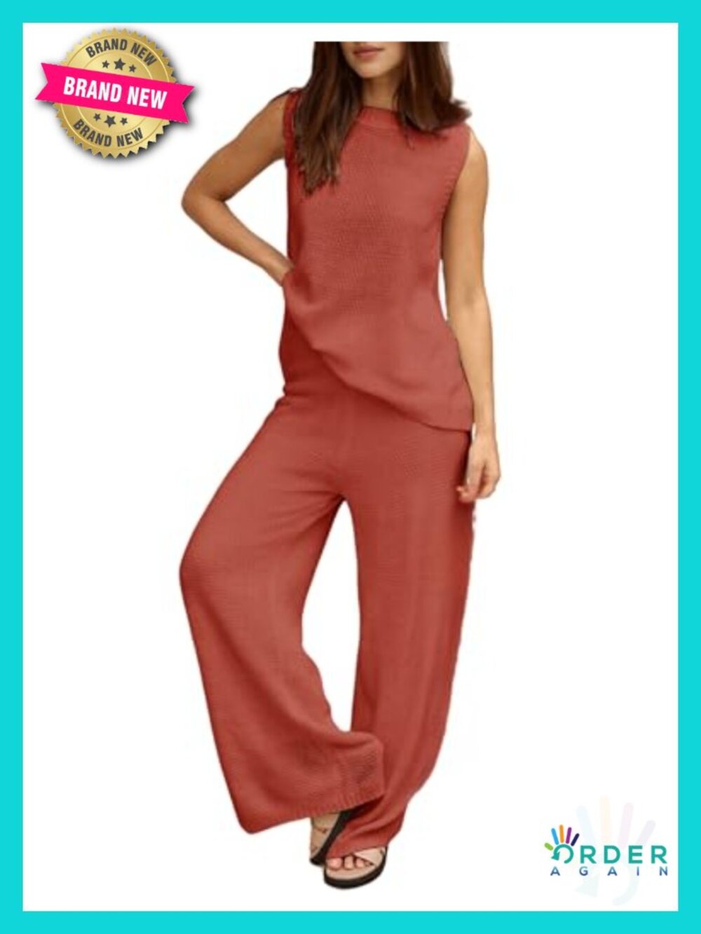 Women's 2 Piece Lounge Set Bow Sweater Vest Wide Leg Pants Knit Tracksuit
